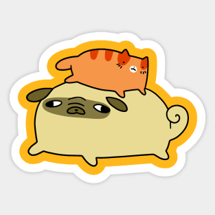 Little Orange Tabby and Pug Sticker